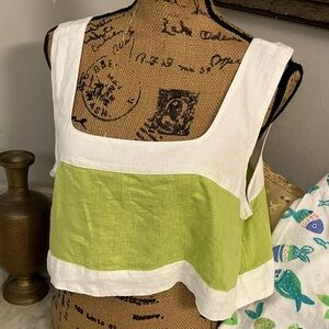 Haute Hippie Lime and White Crop Top Gorgeous Fit Hot Top!! XL! New With Tags!
